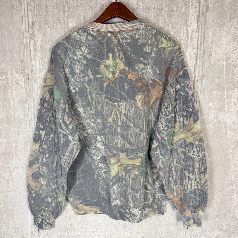 Jerzees Outdoors Mens Camo Crewneck Sweatshirt Large Real Tree Forest Fleece - Picture 4 of 6